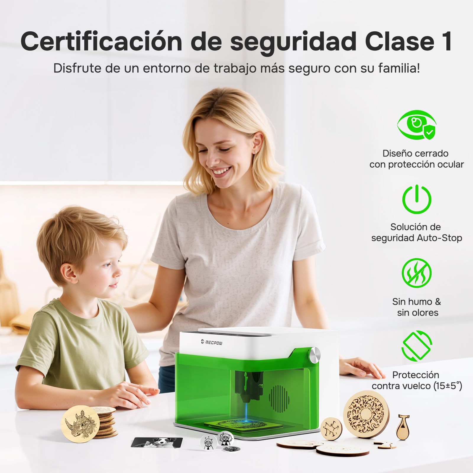 M1 Mini Grabadora Laser, Cortadora Laser de diodo de 5 W portátil de oficina, velocidad de grabado 10000 mm/min, zona de grabado 100 x 100 mm, precisión hasta 0,01 mm