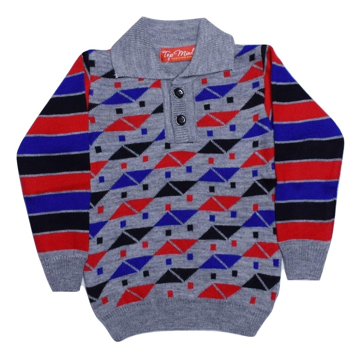 top mind fashion Polo Neck Woolen Sweater for Kids (Grey, 20)-picture-51