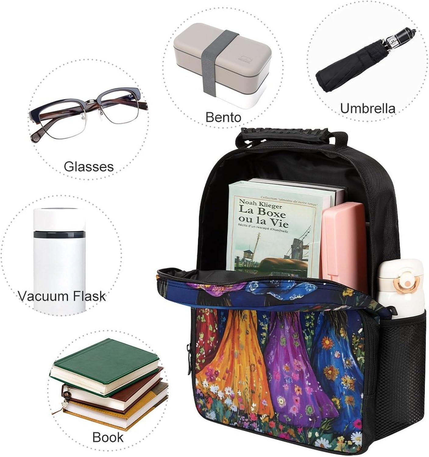 Witches in Moon Travel Backpack 16 Inch Casual Daypack Shoulder Bag with Adjustable Shoulder Straps