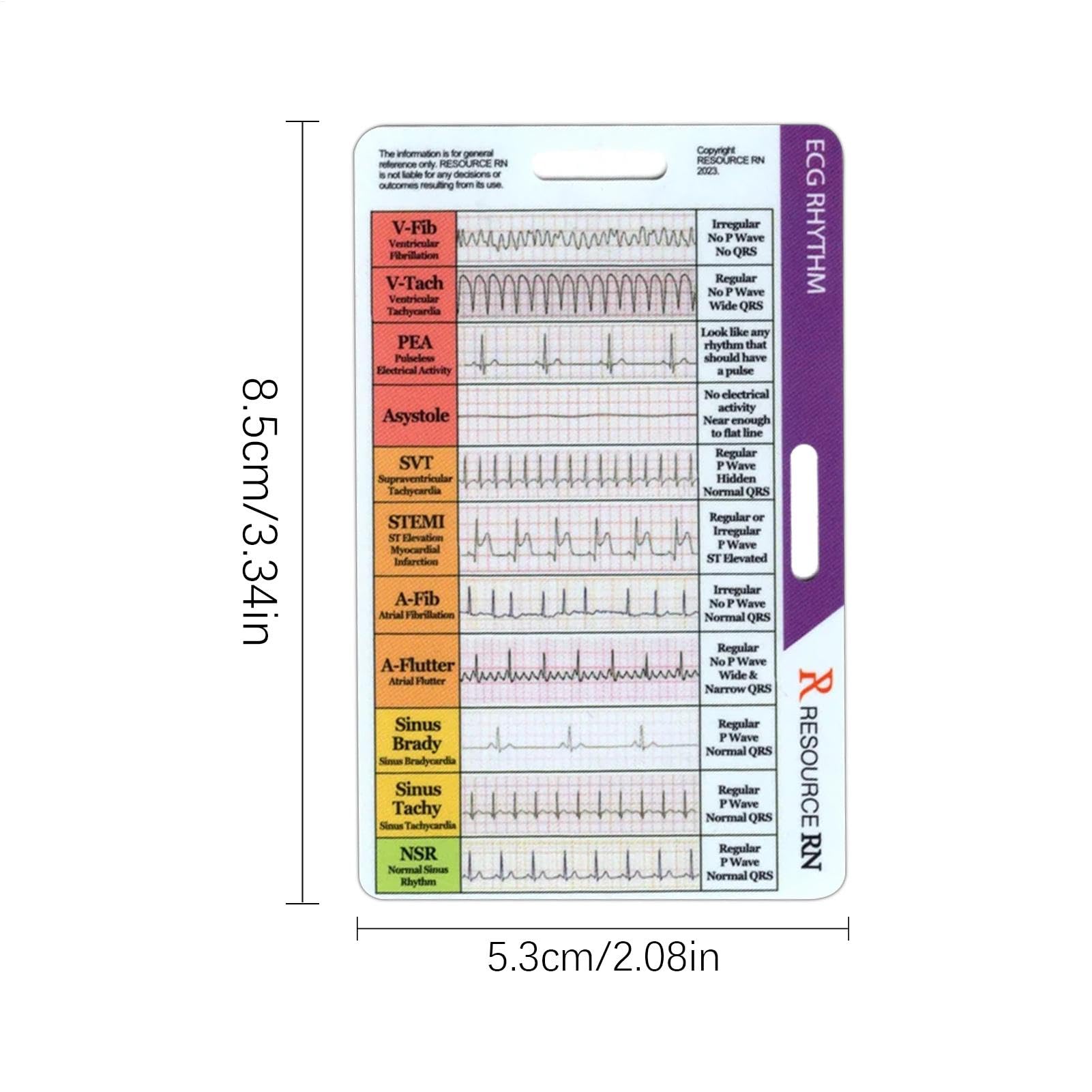 Tarjetas de bolsillo ECG, calibradores de ECG, para enfermeras, tarjetas de bolsillo de tasa de ECG, calibradores de ECG, tarjeta de bolsillo de ritmo ECG/ECG, tarjeta de de