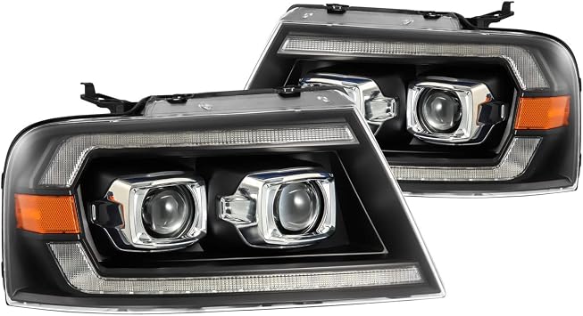AlphaRex 04-08 Ford F150 PRO-Series Projector Headlights Alpha-Black w/Sequential Signal and DRL