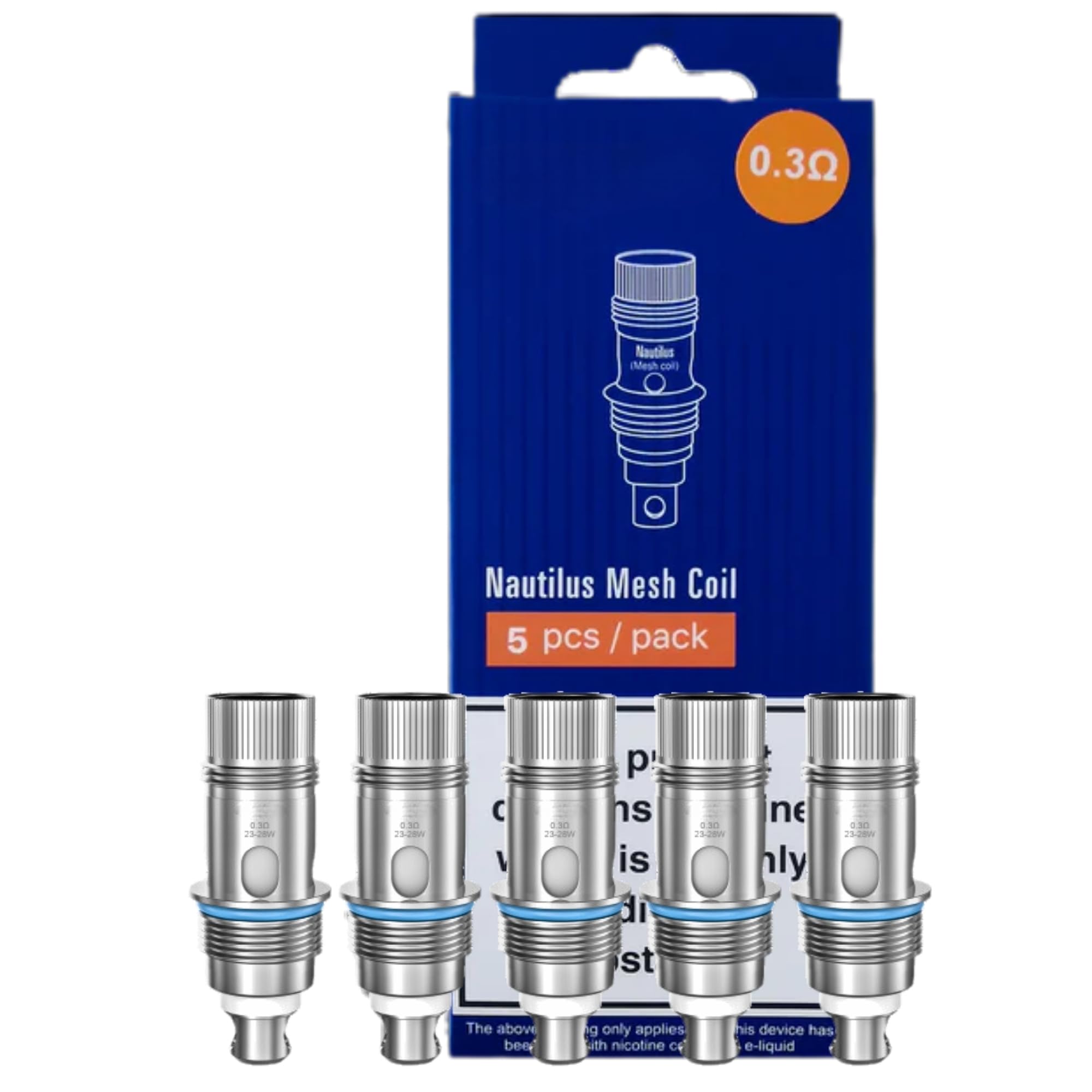 ASPIRE Nautilus BVC Replacement Coil [0.3 ohm | 23w - 28w] 5 Pack - Nautilus Mesh Coil, RDTL Vaping, Mesh Coils, No Nicotine