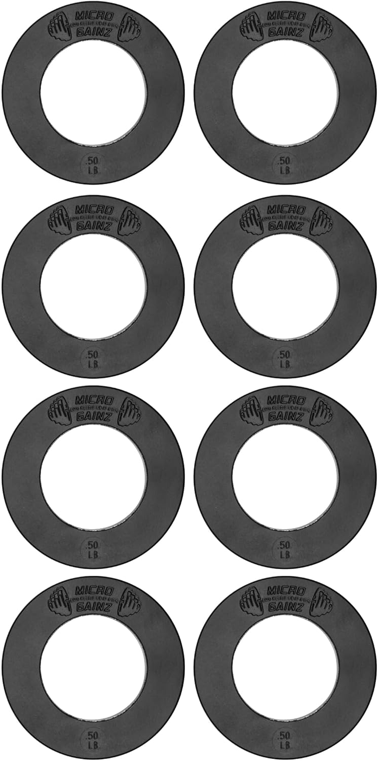 Micro Gainz Olympic Fractional Weight Plates Set, 8 Piece .50LB Olympic Weight Plates Set with Bag, Designed for Olympic Barbells for Strength Training and Micro Loading, Made in USA