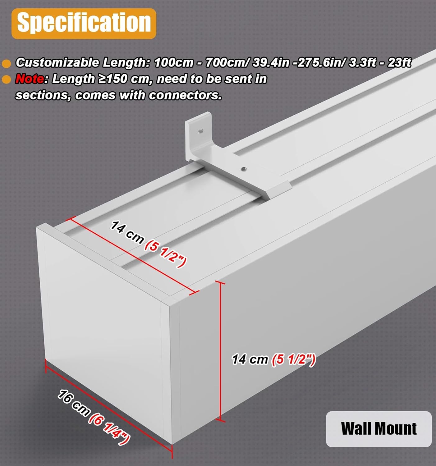 Villa Blackout Curtain Track & Valance - Double Rails Decorative Curtain Pelmet, 2.3m/7.5ft Ceiling/Wall Mount Curtain Rail System for Elegant Window Treatments