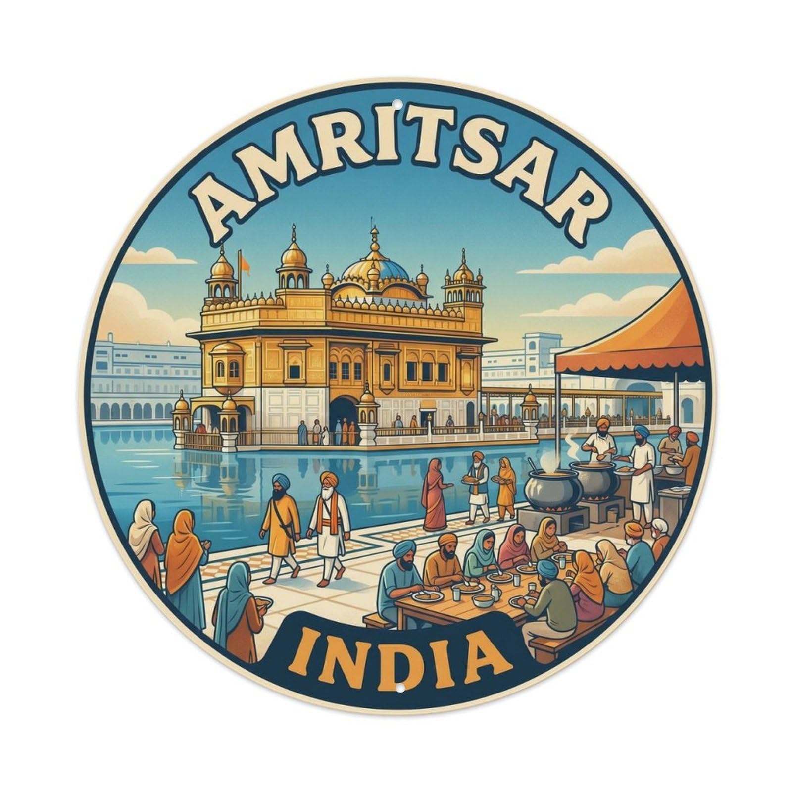 Retro India Amritsar Golden City Landmark Travel Metal Tin Sign
