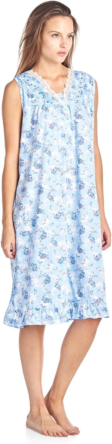 Casual Nights Women's Sleeveless Floral Lace and Ribbon Nightgown - Blue - 3X-Large - Image 2