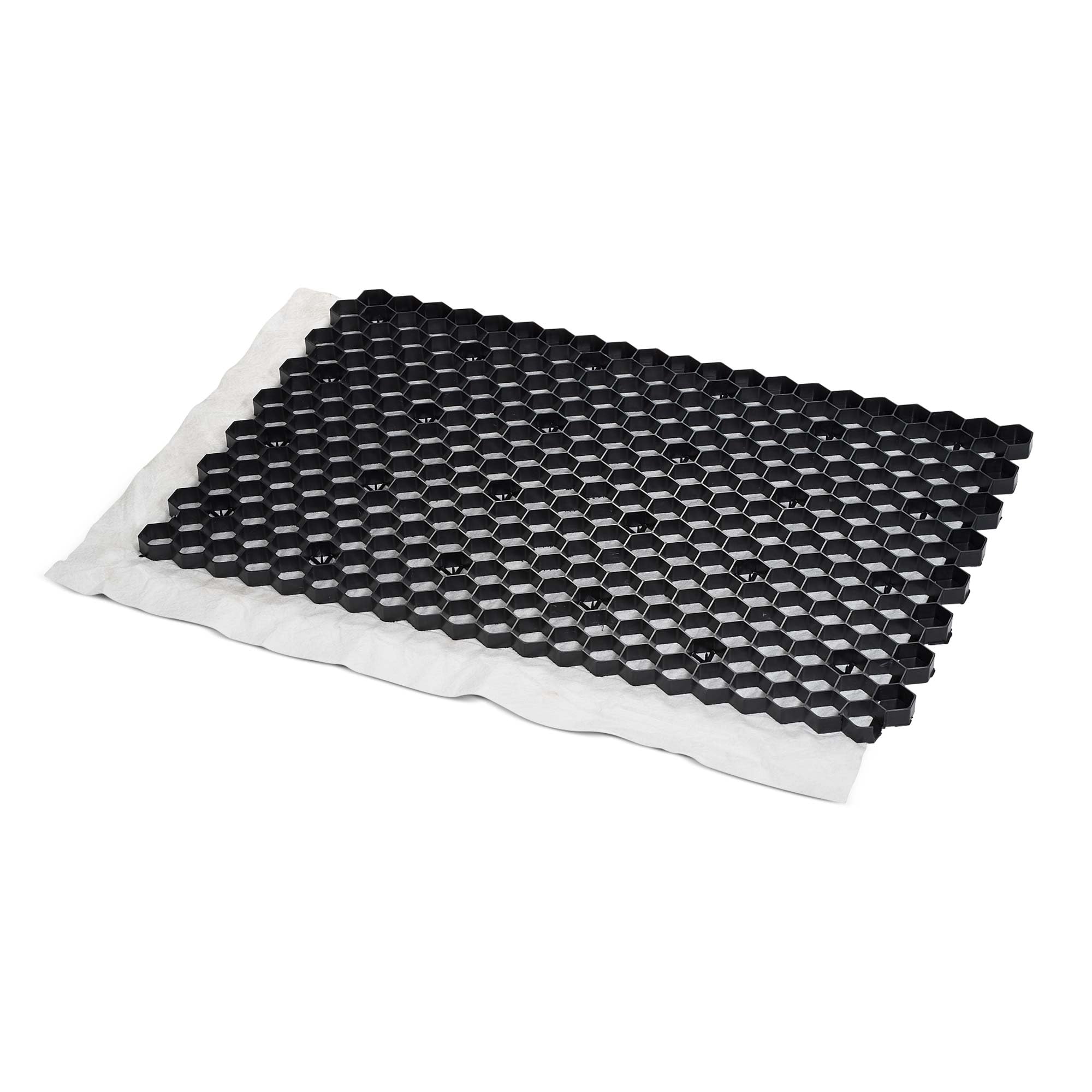 blizz-z Kieswabe mit Unkrautvlies (schwarz) - (8 Stück = ca. 7,48 m²) | Maße: L: 119cm × B: 78,6cm x H: 3cm - Wabenmatte, mit Antiunkrautvlies (90 g/m²), Kiesgitter, Bodenwabe für Kies - Made in EU