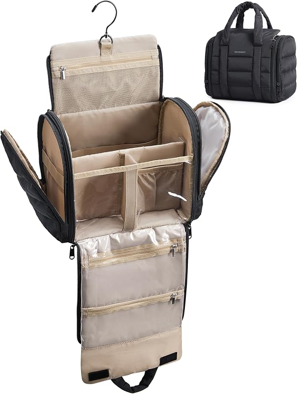Necessaire BAGSMART para maquiagem e higiene, tamanho médio, preta