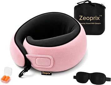 Travel Neck Pillow for Airplane, Neck Pillow for Travel, Pink