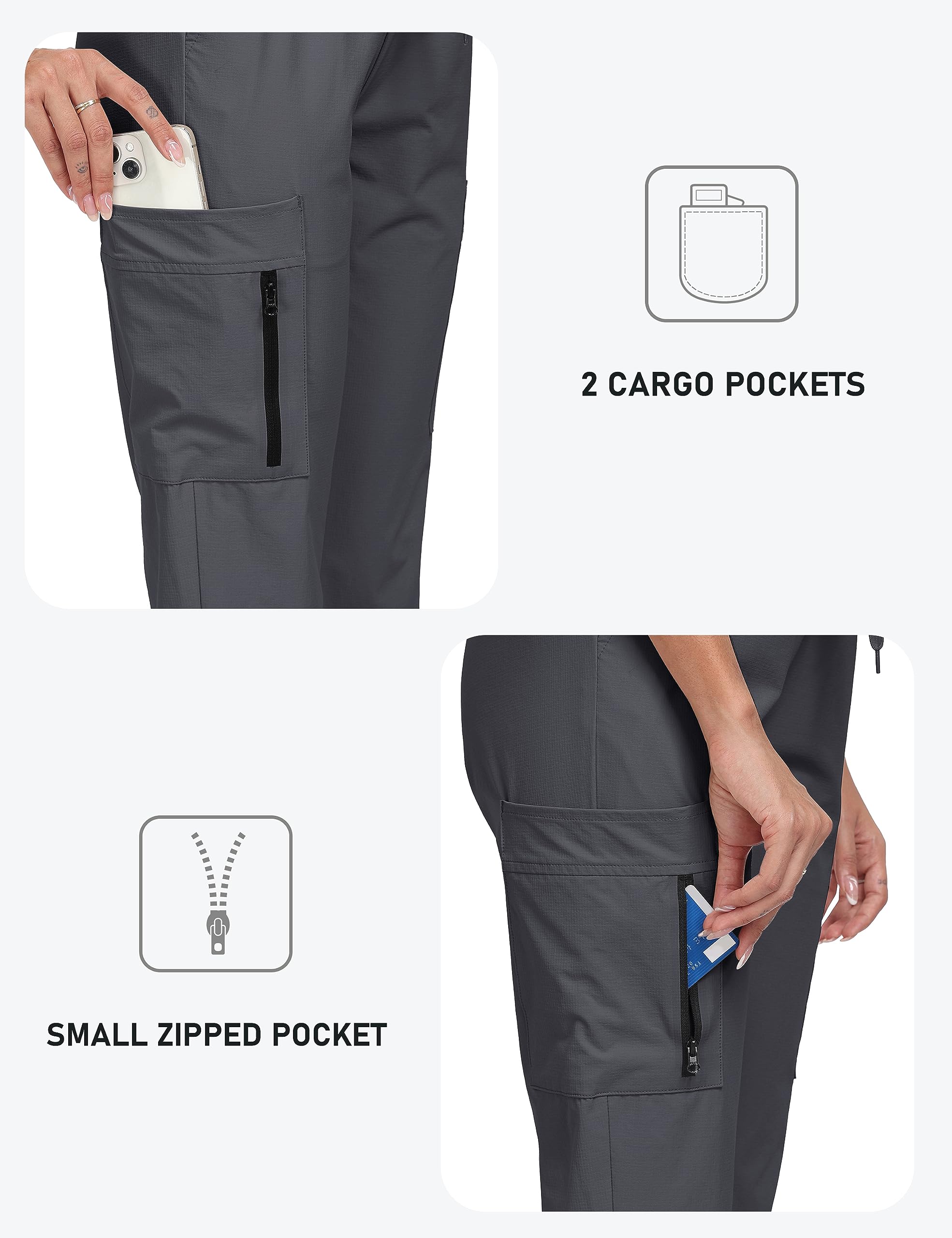 MoFiz Damen Cargohose Leichte Wanderhose Atmungsaktiv Trekkinghose Workout Casual Outdoorhose