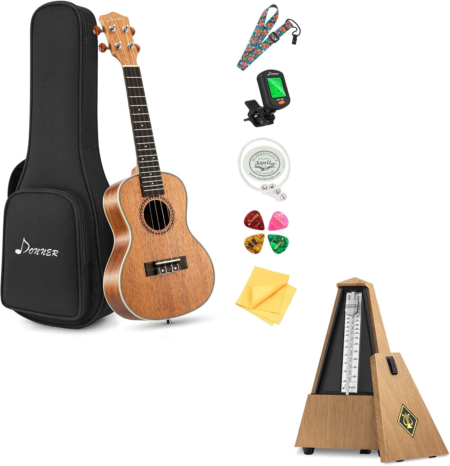 Donner Concert Ukulele Beginner Kit 23 inch Ukelele and