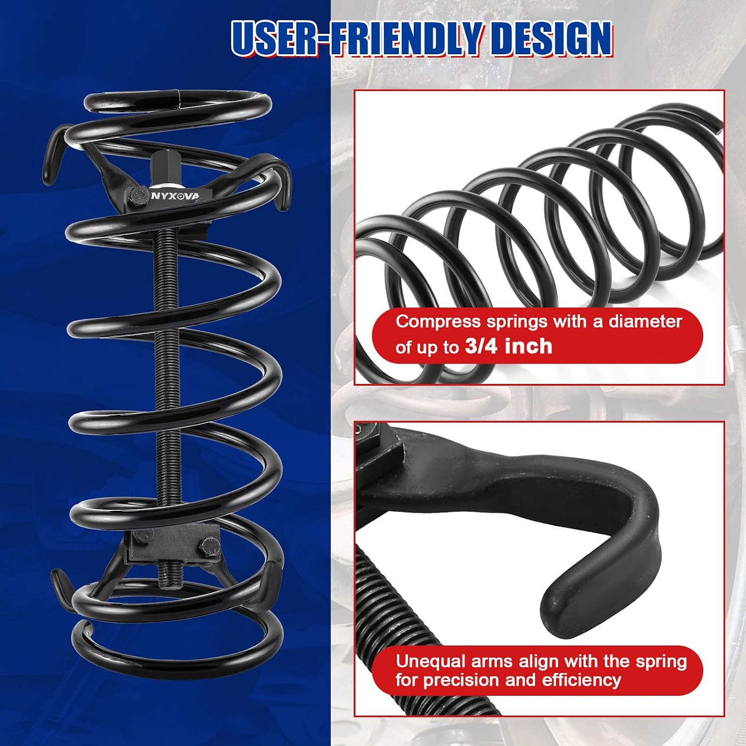 NYXOVA Strut Coil Spring Compressor Tool Kit, Remove and Install Vehicle Strut and Coil Springs Set for Vehicles, Coil Spring Compressor Tool with Storage Case