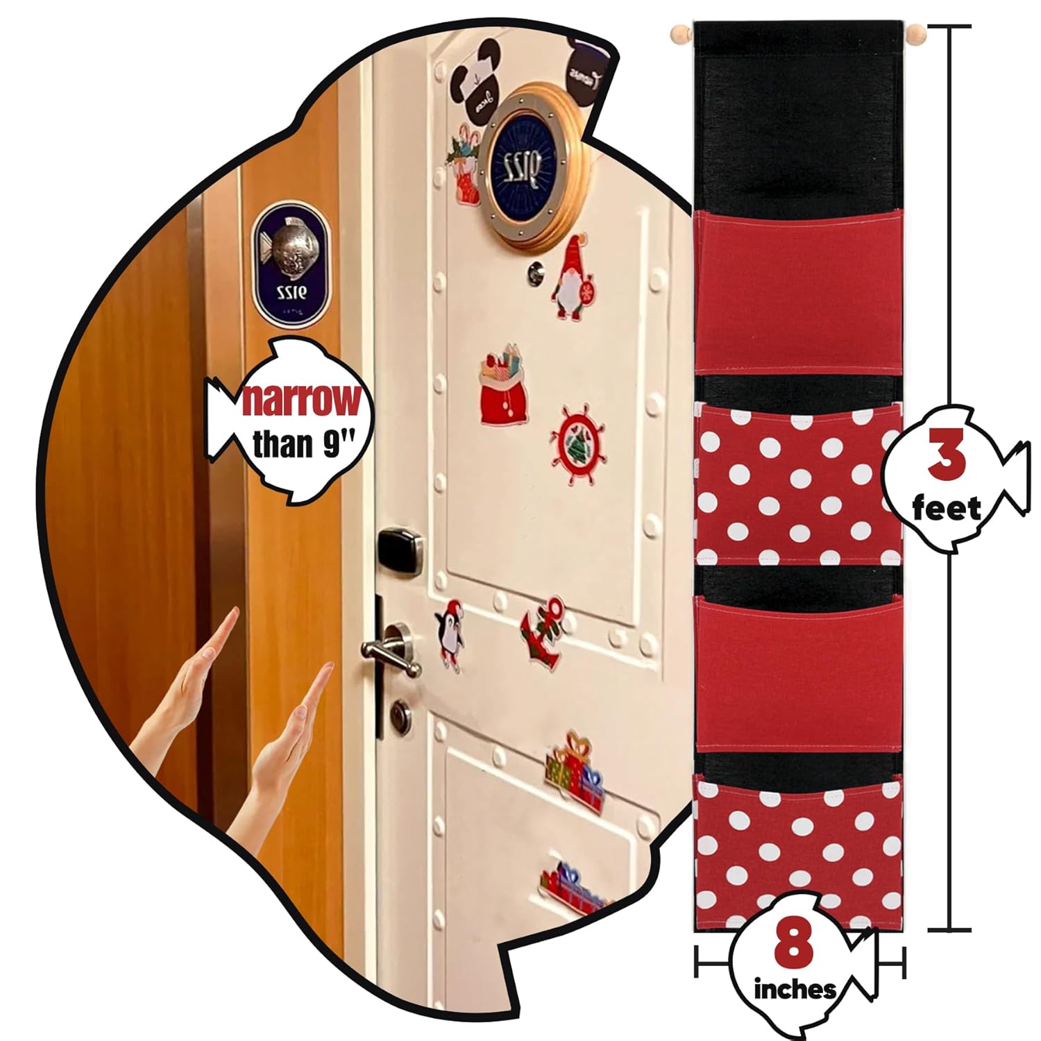 RUNROLE 8 Inch Narrow Fish Extender - 4 Pocket, Easily Personalize, Right Width to Fit The Cabin Door, 2026 & 2027 FE for Cruise Gift Exchanges and Pixie Dust - Image 2