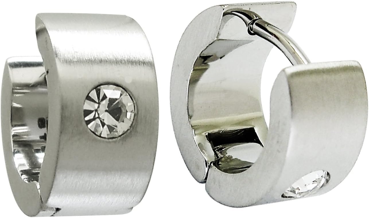 Polished surgical steel unisex's fashion hinged hoop earrings