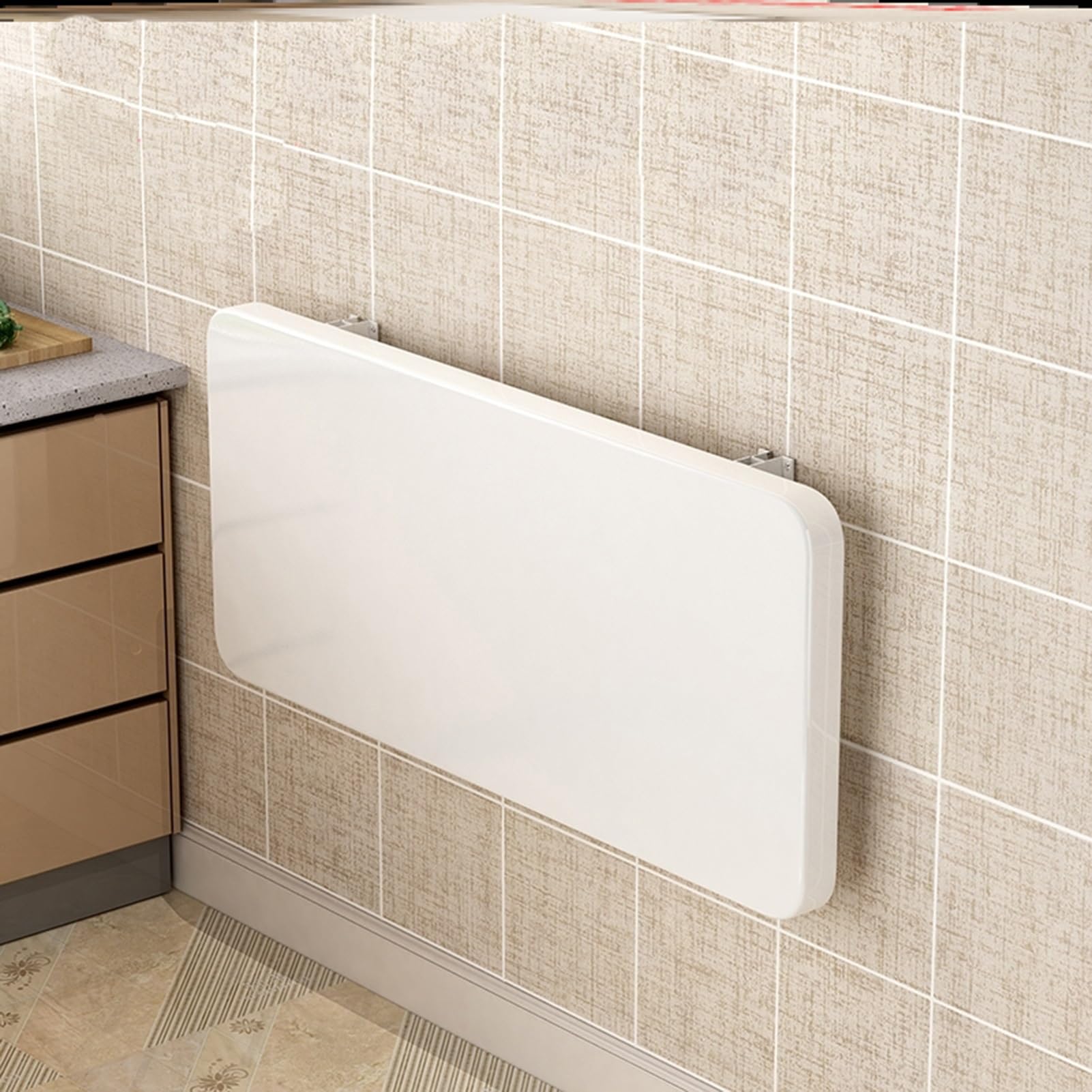 Poste de travail compact pliable blanc, petite table murale suspendue