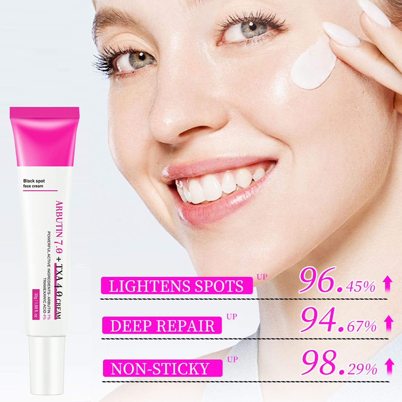 Arbutin 7% + ácido tranexámico 4% crema – Dark Spot Remover Skin Lightening Cream, Eliminador de manchas de pigmentación facial – Crema Glow Skin contra manchas de pigmento, pecas e imperfecciones - 5