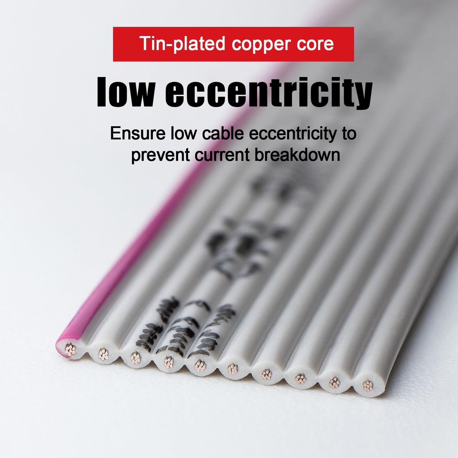 28AWG 20P Bis 30P Grauer Flachdraht, 1,27 Mm Abstand, 28AWG Verzinntes Kupferkabel Mit Roter Kante Für Elektronische Verbindungen(25P,250FT)