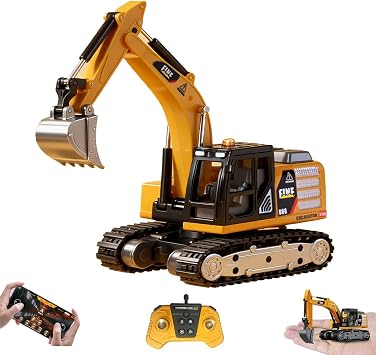 RC Excavator, 1/64 Scale Metal RC Truck, 2.4GHz Construction Vehicle with Sounds & Light, Dual Speed, APP Control, Hobby Toy for Adults and Kids