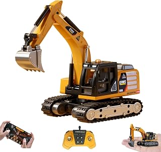 RC Excavator, 1/64 Scale Metal RC Truck, 2.4GHz Construction Vehicle with Sounds & Light, Dual Speed, APP Control, Hobby Toy for Adults and Kids