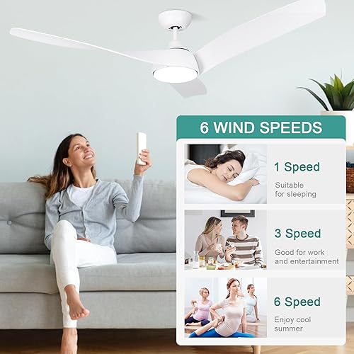 Miniatura 4 de SODSEA Ventilador de techo con luces, ventilador de techo para exteriores de 56 pulgadas con control remoto, 3 aspas reversibles, regulable, 2
