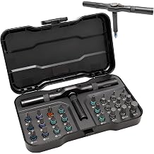 24 in 1 Magnetic Ratchet Screwdriver Set with S2 Steel Bits Precision Tool Kit for Electronics, Bicycle, Furniture & Home DIY Includes Ratchet Handle and Storage Case, Gifts for Men