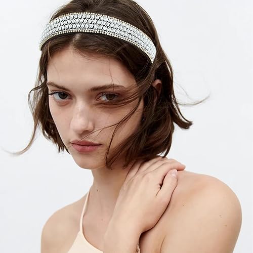 Miniatura 3 de YISSION 2 diademas para mujer, diadema de diamantes de imitación, diadema de perlas de cristal con brillantina, diademas de moda para niñas,