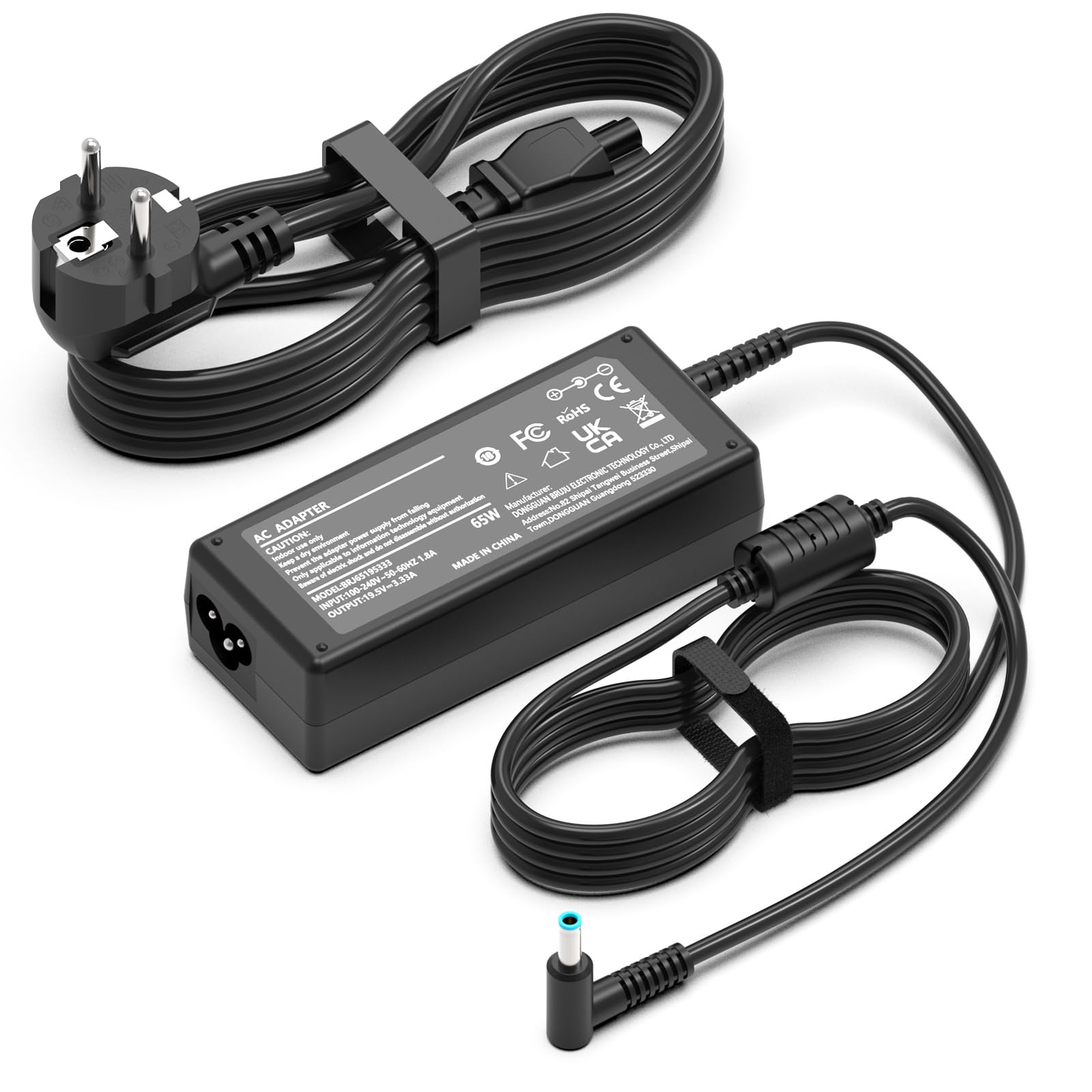 Caricatore 65W 19.5V 3.33A Alimentatore per HP EliteBook ProBook Spectre Envy Pavilion, Caricabatterie Compatibile con HP 840 G5 850 640 G5 450 G6 430 G7 745 G6 e altri, Connettore Blu 4.5×3.0mm