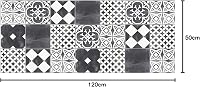 Covor de bucătărie din vinil CREARREDA, 120x50 cm, antiderapant, lavabil, cu model de piatră ardezie și plăci de ciment, 100% fabricat în Italia, protecție pentru podea 2