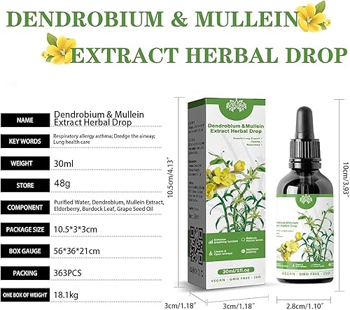 Miniatura 5 de 2Bottle Clean Care - Esencia herbal, extracto de dendrobium y gordolobo, esencia herbaria de salud pulmonar, gotas de respiración clara, esencia de