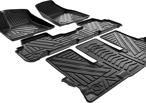 ASLONG Floor Mats Custom Fit for Toyota Highlander 2014-2019 7 Seats, Heavy Duty 24/7 Guard Auto Liner Mats Car Carpet Automotive Floor Mats, Waterproof Front/Rear Floor Liners,3 Row Full Set, Black
