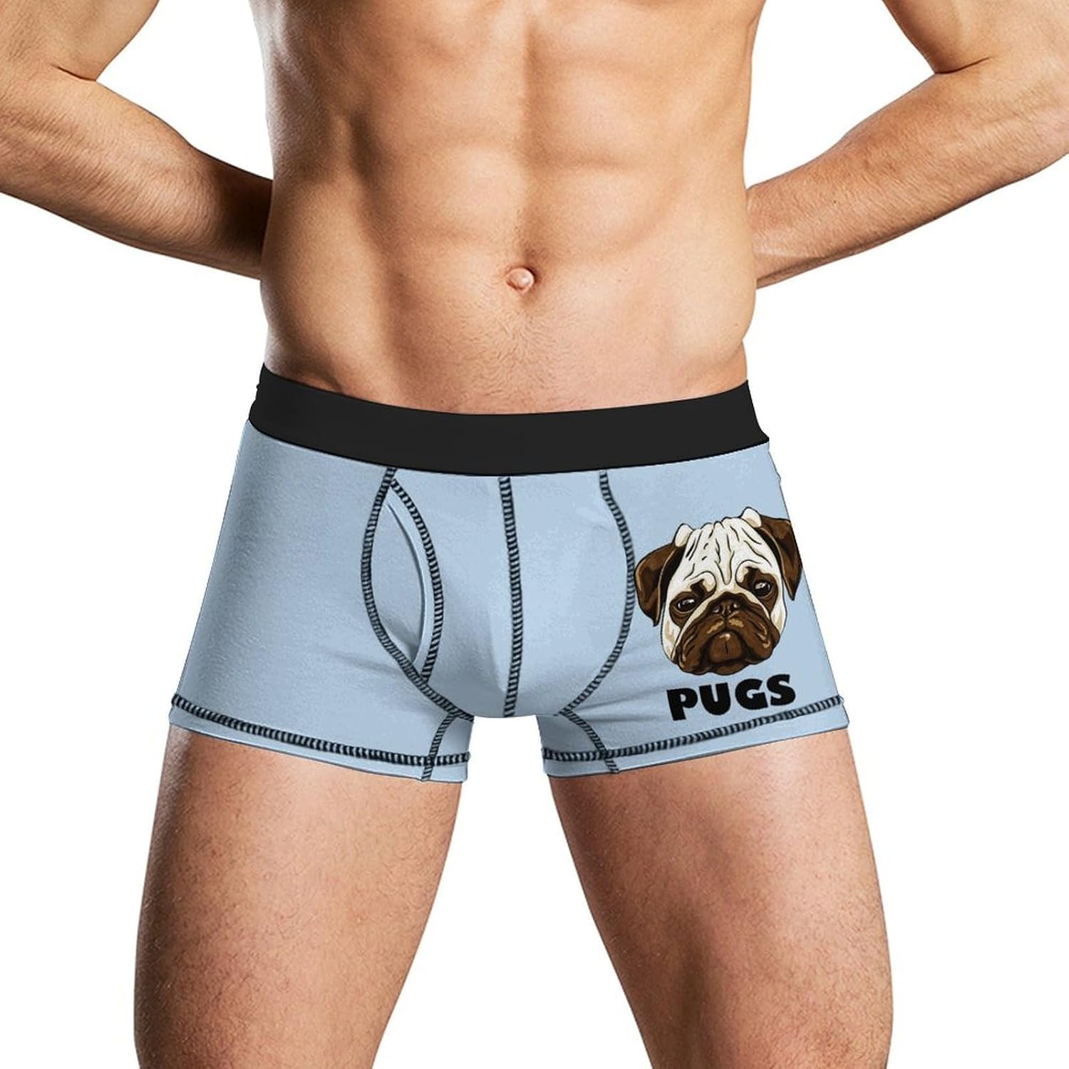 Cute Pugs Men's Boxer Briefs Novelty Underwear Trunks Short Underpants