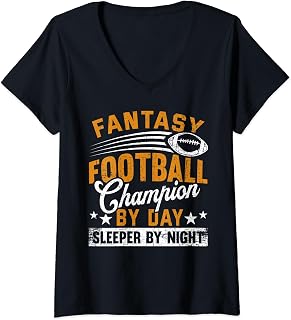 Fantasy Football Champion By Day Sleeper By Night Football V-Neck T-Shirt