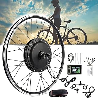 Oiyekntd Electric Bicycle Conversion Kit, 36V 48V 250W 500W 1000W 1500W E-bike Kit, Rear Wheel Brushless Gearless Hub Motor, Ebike Conversion Kit with KT-LCD7C Display