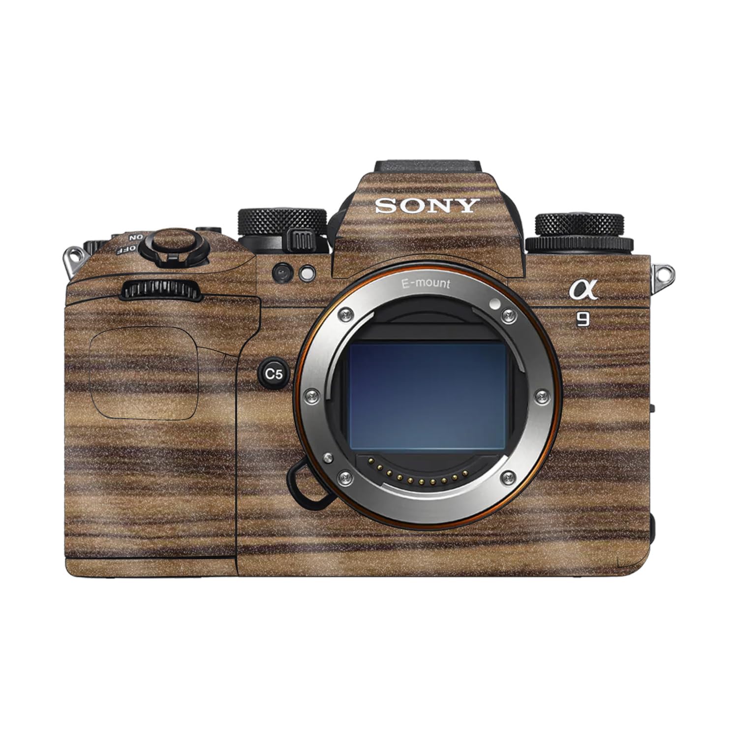 Glossy Glitter Camera Skin Compatible with Sony Alpha 9 III (2024) - Dark Zebra Wood - Premium 3M Vinyl Protective Wrap Decal Cover - Easy to Apply | Crafted in the USA by MightySkins