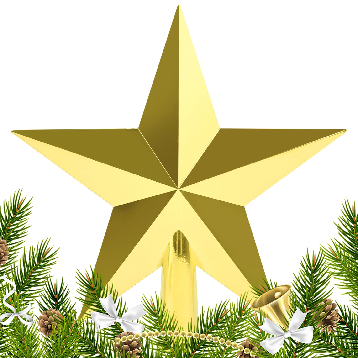 Amazon.co.jp: DERAYEE クリスマススター ツリートッパー (ゴールド