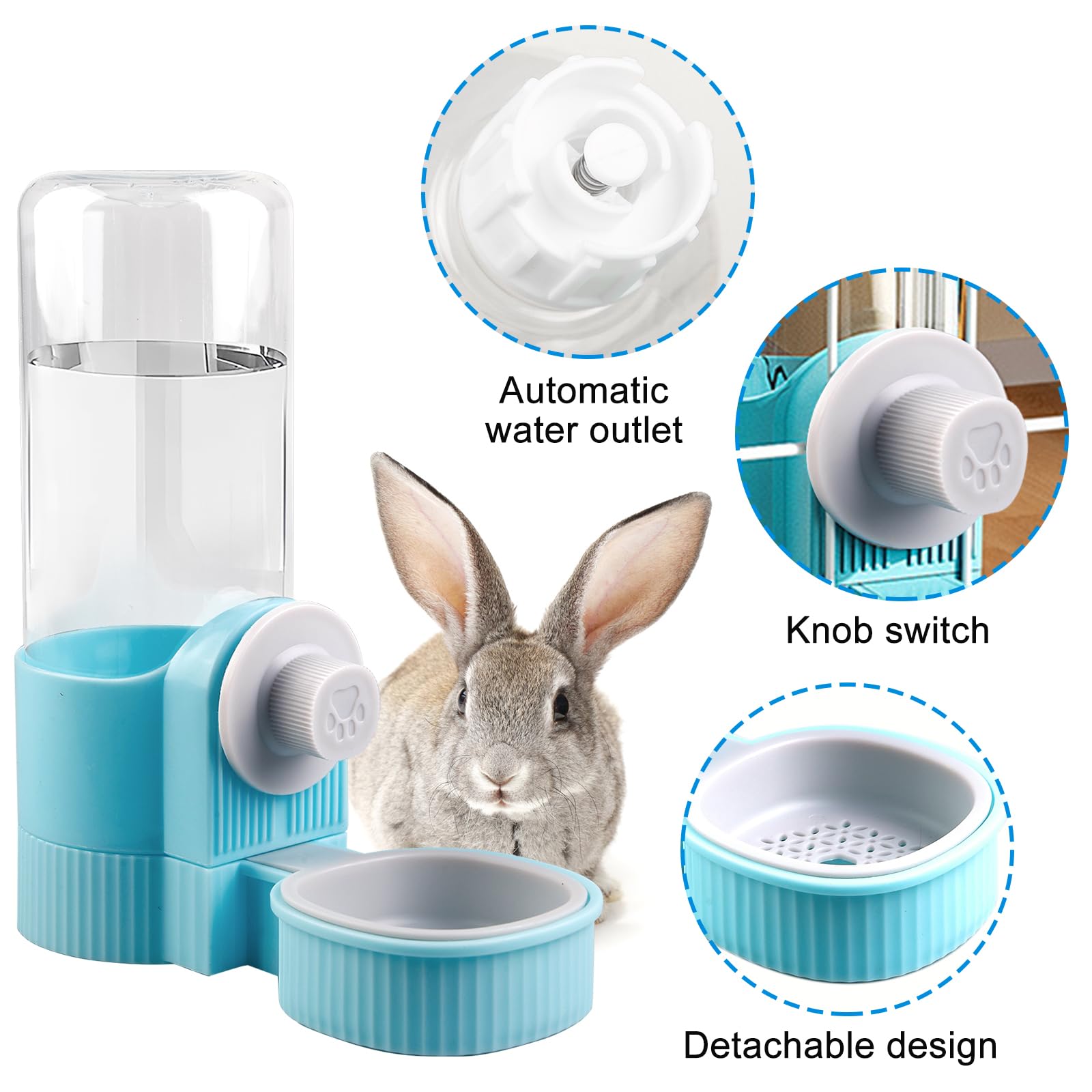 Biberon/distributeur Eau Automatique Pour Lapin, Cochon D'Inde - 2 Pièces De 1L - Suspendu, Sans Goutte à Goutte