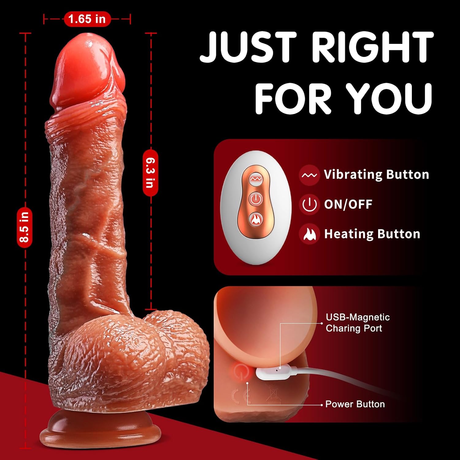 Thrusting Dildo Vibrator Sex Toys - 4 in 1 Realistic Dildos with 3 Thrustion 10 Vibration Rotation Heating Modes for G Spot Anal Clitoral Stimulation, Strong Suction Cup Dildo Adult Toys for Women