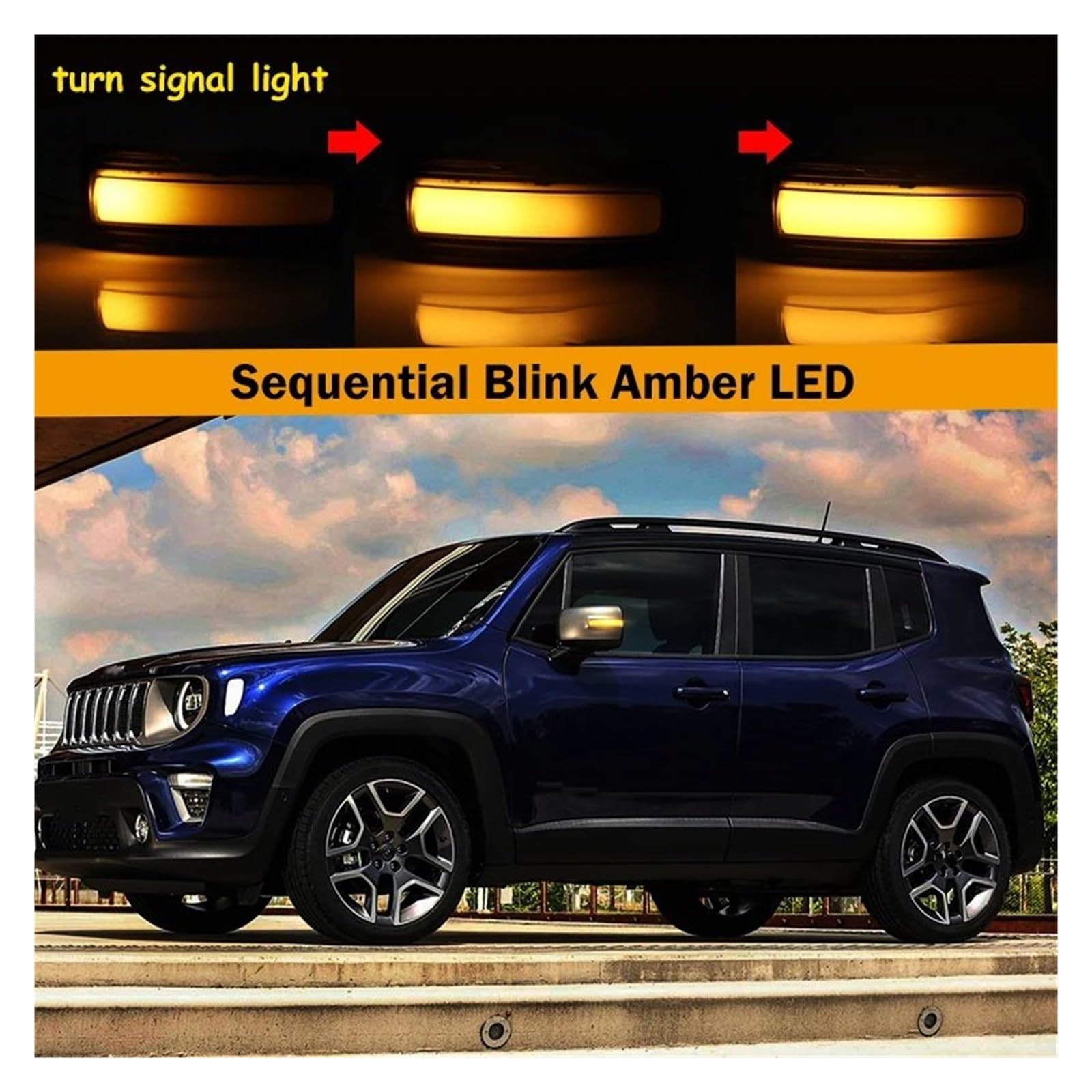 luz Intermitentes para Jeep para Renegade 2015 2016-2022 2 Piezas Luz Intermitente Señal Giro con Espejo Retrovisor Lateral con Flash Secuencial Luz Señal Giro