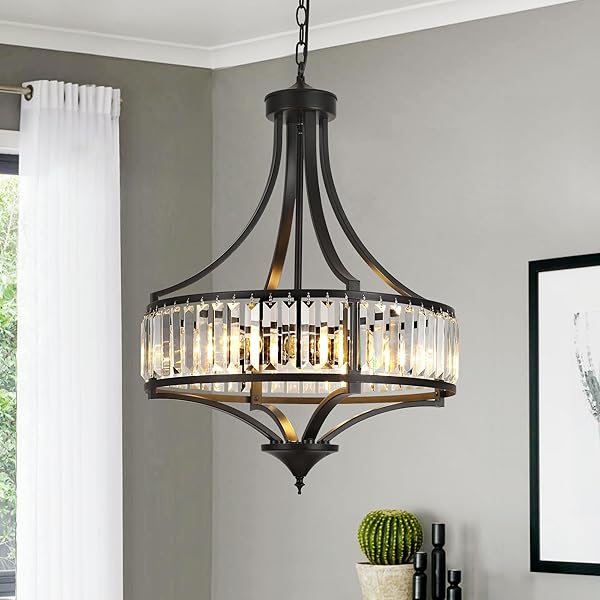 Black Antique Chandelier with Crystals