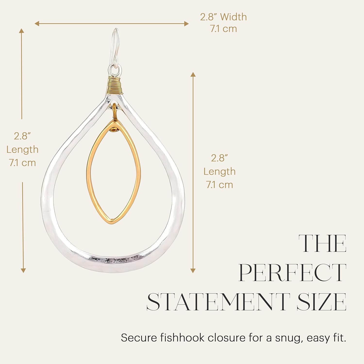 Jewelry Oval Orbital Teardrop Earrings - Two Tone - Image 3