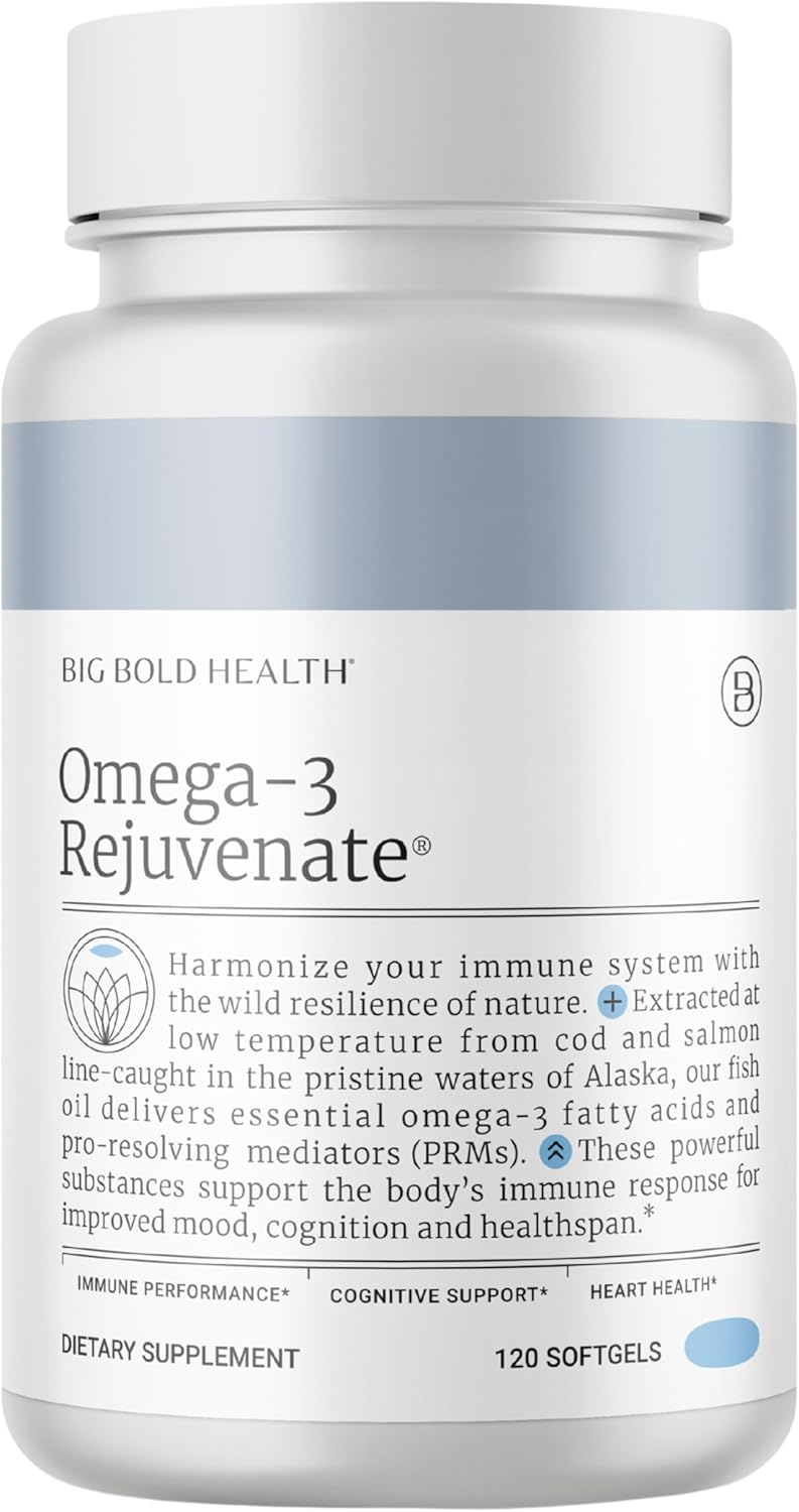 BIG BOLD HEALTH Omega-3 Rejuvenate Wild Alaskan Fish Oil Supplement with PRMs  EPA, DHA, & DPA Fatty Acids  Vitamins A and D to Support Immune Balance & Brain Wellness (120 Softgels)