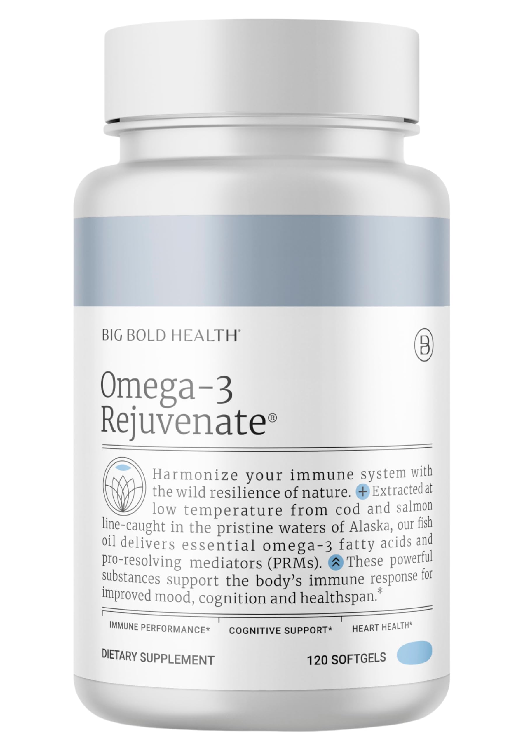 BIG BOLD HEALTH Omega-3 Rejuvenate Wild Alaskan Fish Oil Supplement with PRMs ⎹ EPA, DHA, & DPA Fatty Acids ⎹ Vitamins A and D to Support Immune Balance & Brain Wellness (120 Softgels)