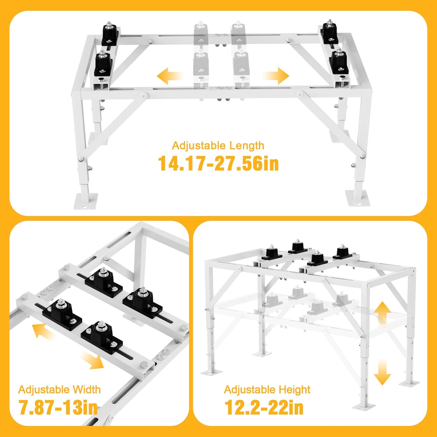 Mini Split Stand Adjustable Mini Split Ground Stand for 9000-12000 BTU Ductless Air Conditioners Heat Pumps Heavy Duty AC Stand Floor Mount Mini Split W/ 400LBS Load Capacity (White)