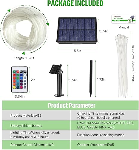 Miniatura 5 de Versión con energía solarLuces LED para cama elástica con panel solar, luz LED de borde de trampolín de control remoto para trampolín de 12 pies, 16