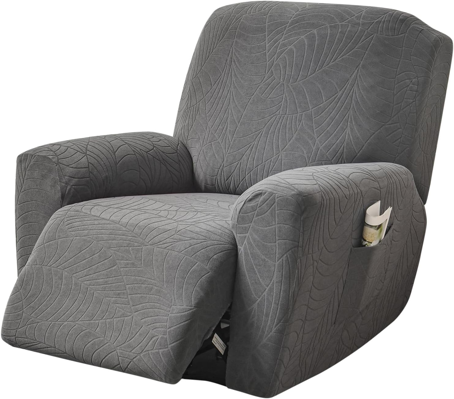 FUANGUI Recliner Chair Cover 4-Pieces Lazyboy Cover for Recliner Chair with Storage Pockets Furniture Protector for Living Room, Jacquard Sofa Slipcover for Kids, Pets, Dog and Cat, 41