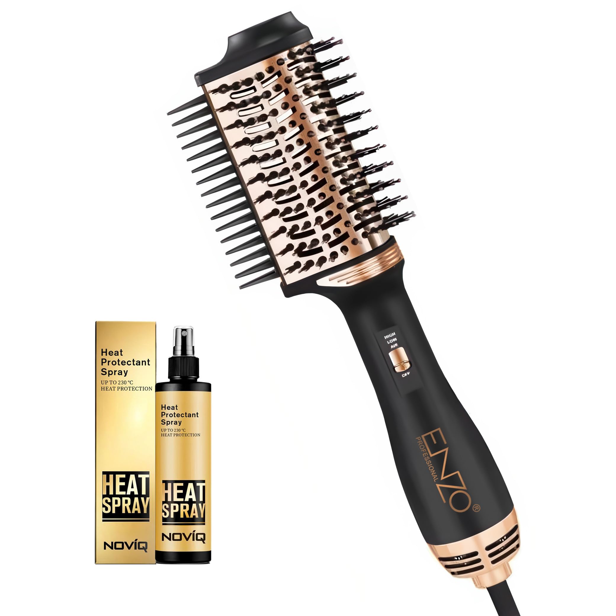 Enzo 3-in-1 Hot Air Styler Brush + NOVIQ Heat Spray 250 ml | Dryer