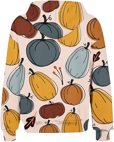 Miniatura 3 de Chaqueta de Halloween con cremallera para mujer, con estampado de calabaza, linda sudadera de gran tamaño con cordón de ajuste de manga larga,