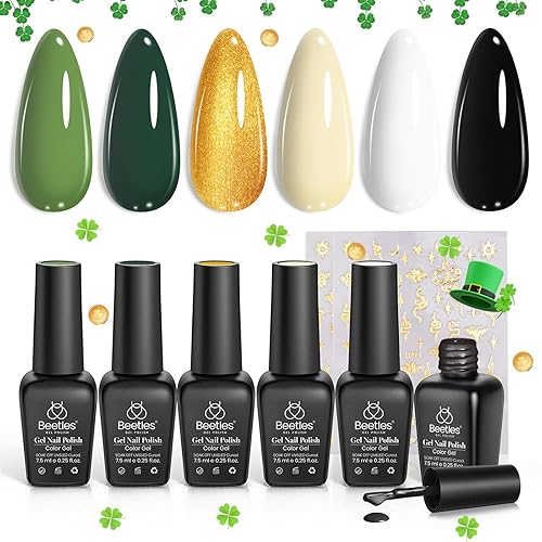 Miniatura 8 de Beetles - Kit de 6 colores de esmalte de gel de uñas Viper's Kiss, colores blanco, negro, nude, verde oscuro con adhesivo de serpiente, lámpara de