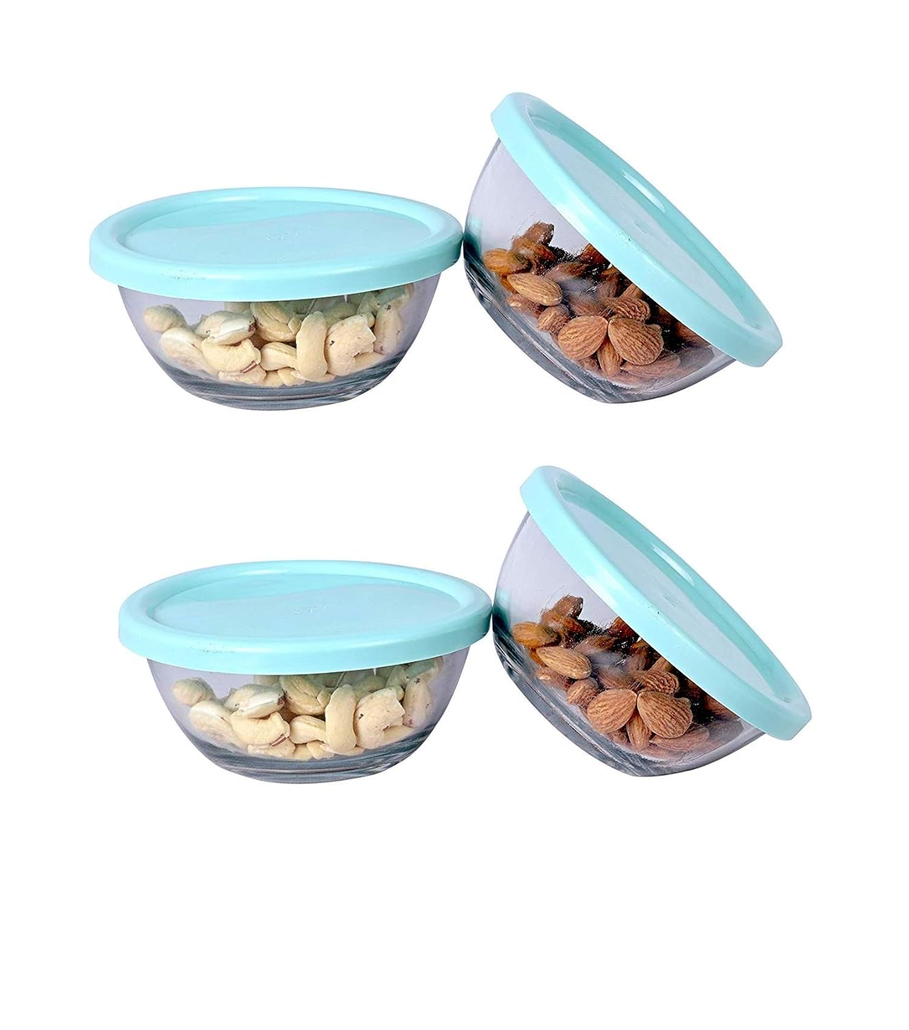 Buy DEKEANSHKA® Mixing Glass Bowl with PVC Random Lid 250 ml 4 pcs