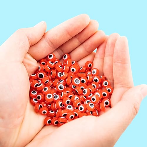 Miniatura 2 de 200 cuentas rojas contra el mal de ojo de 0.197 x 0.315 in para hacer joyas, dijes contra el mal de ojo con agujero de 0.039 pulgadas